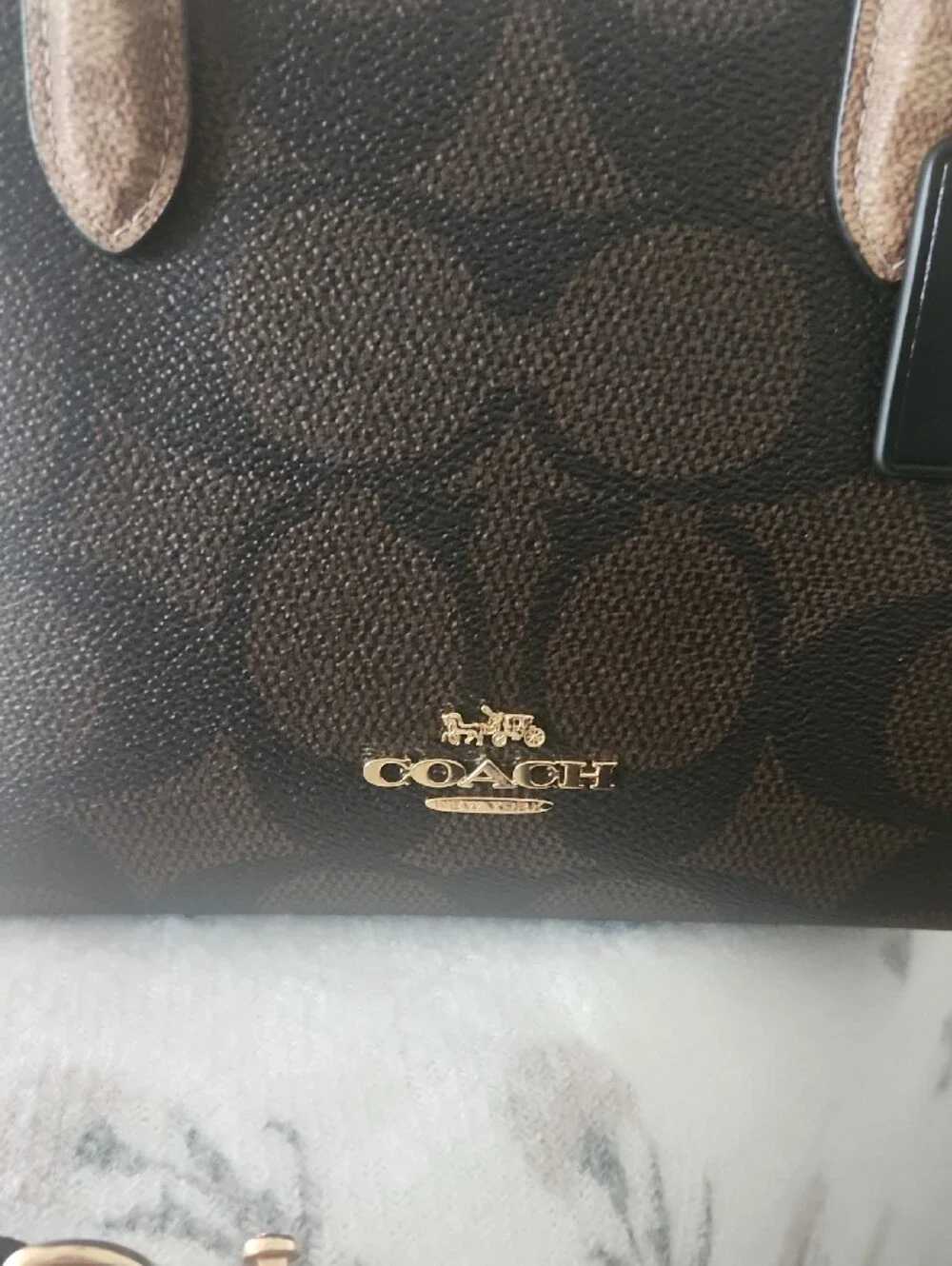 Coach Brown and Gold Small Satchel with Removable Strap
